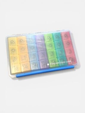 Weekly Pill Organizer Rainbow Case – AM/PM Daily Medication Box Travel Holder